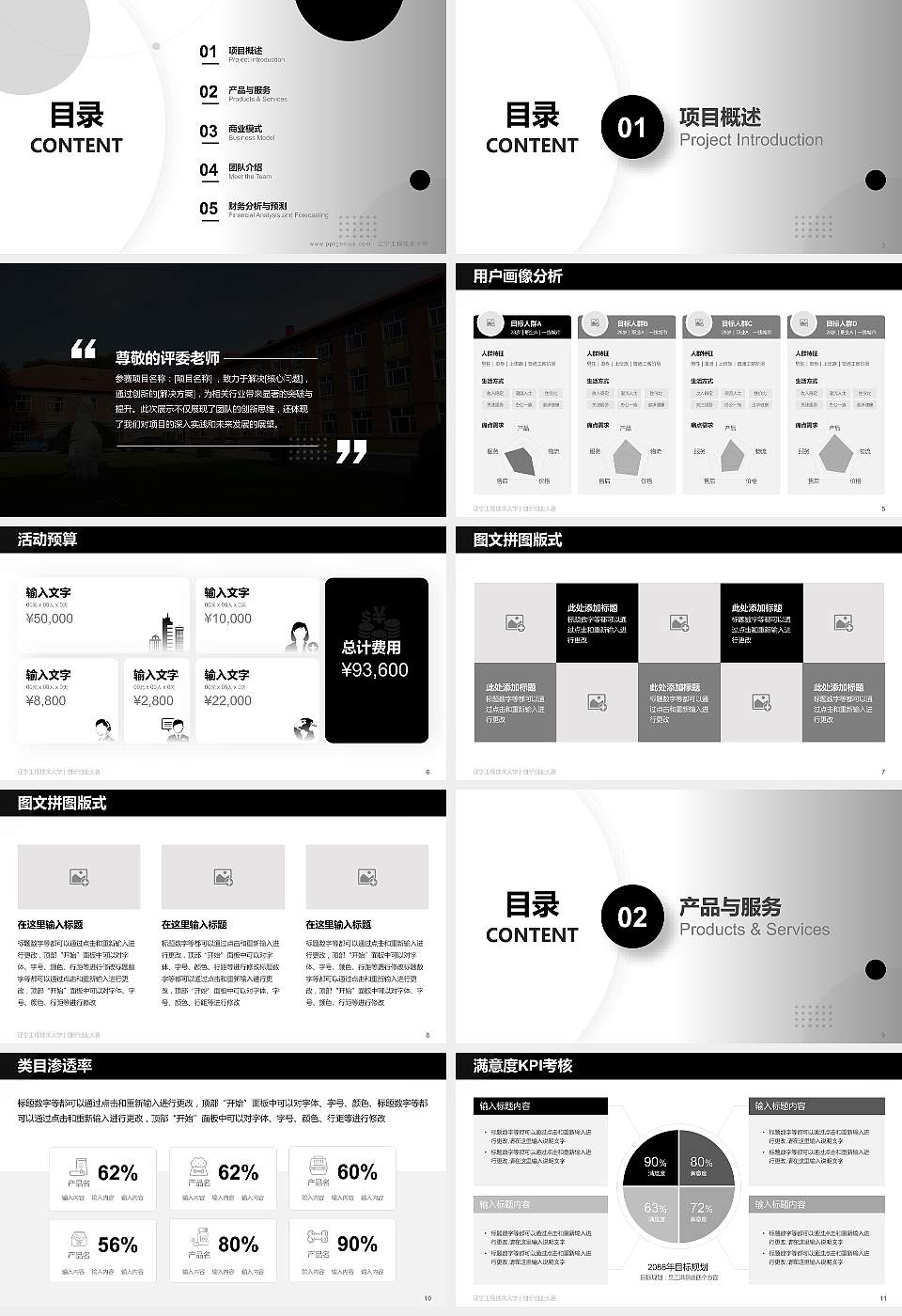 辽宁工程技术大学全国大学生创新创业大赛计划书PPT模板16:9格式幻灯片预览图2