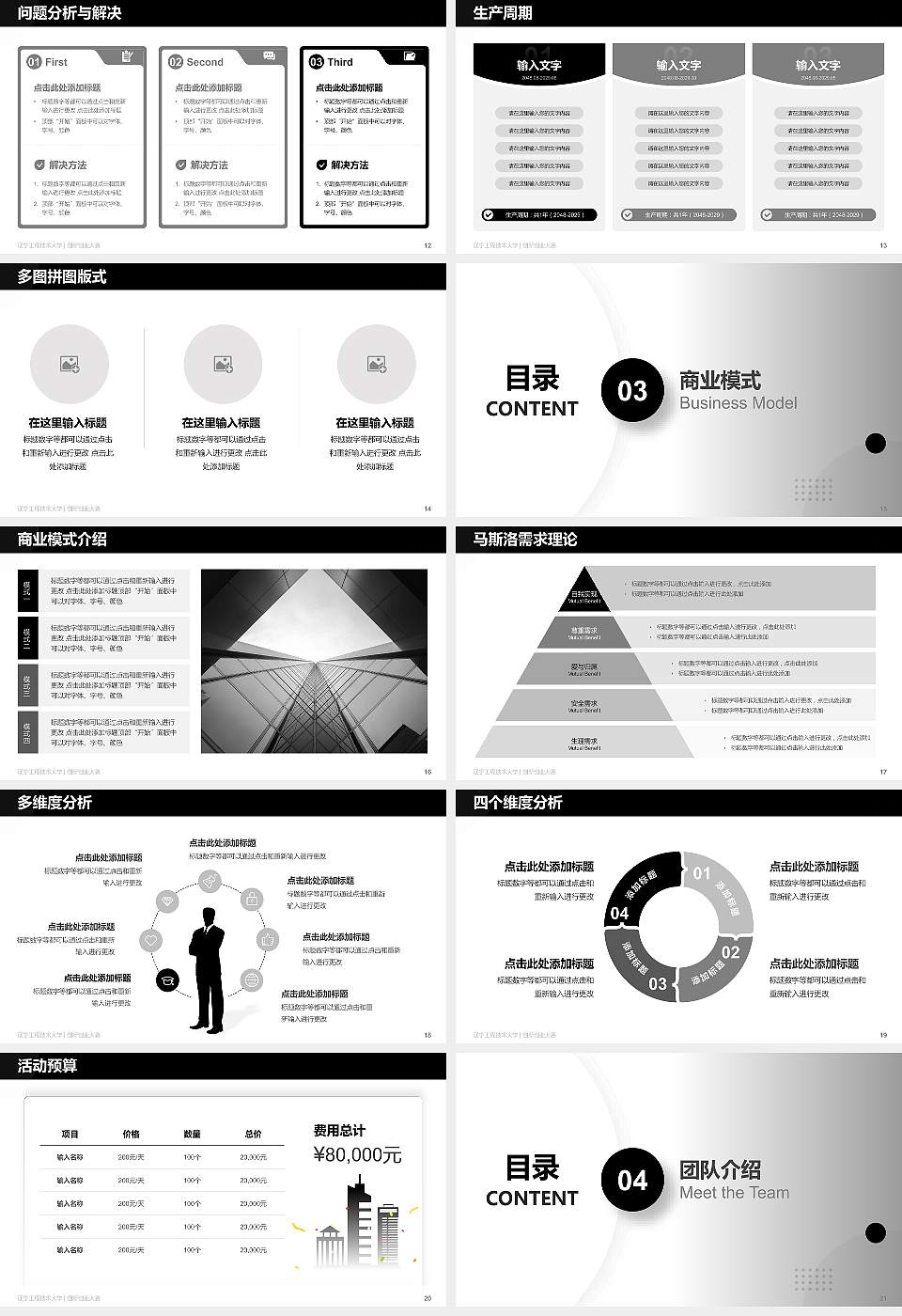 辽宁工程技术大学全国大学生创新创业大赛计划书PPT模板16:9格式幻灯片预览图3