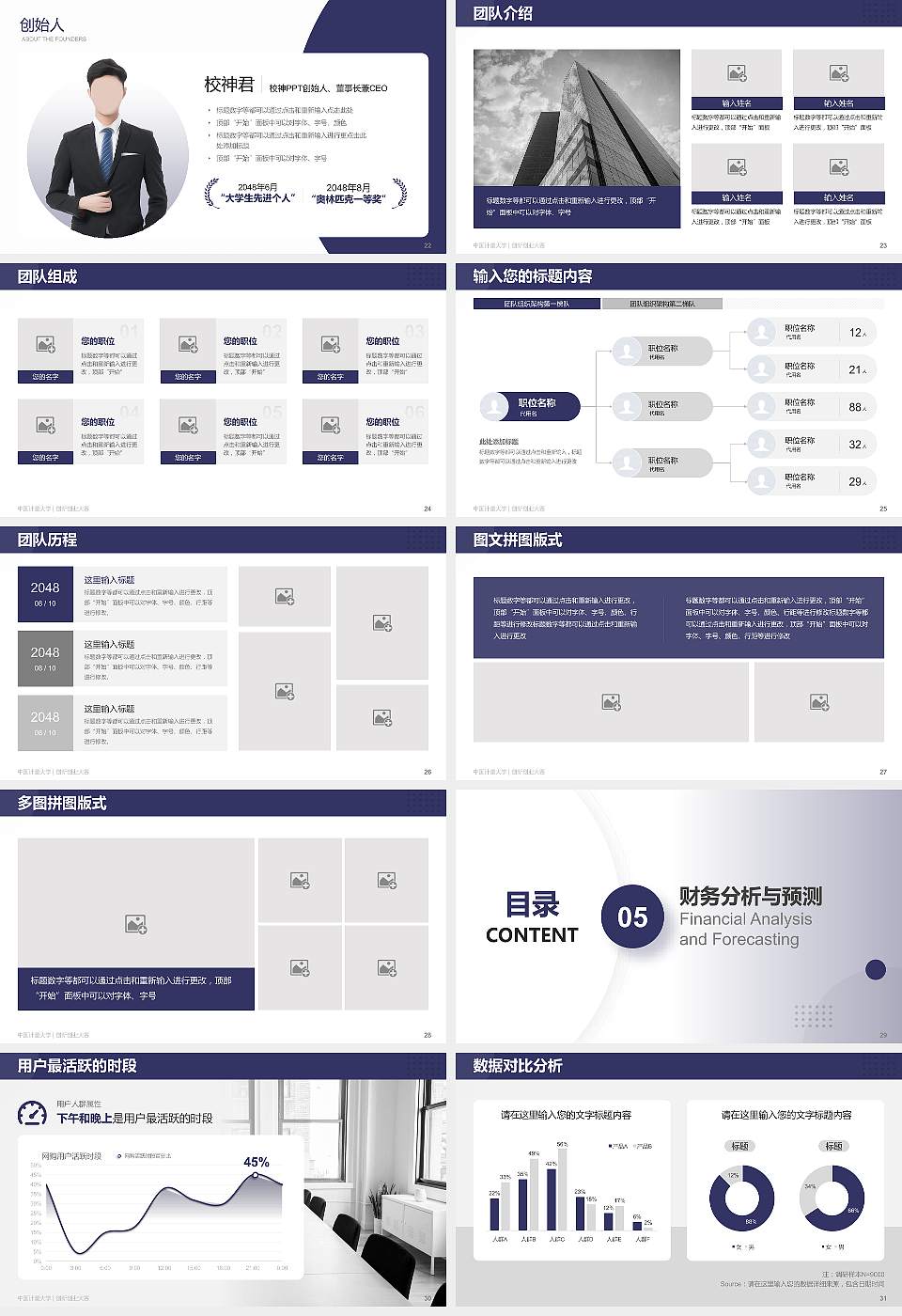 中国计量大学全国大学生创新创业大赛计划书PPT模板16:9格式幻灯片预览图4
