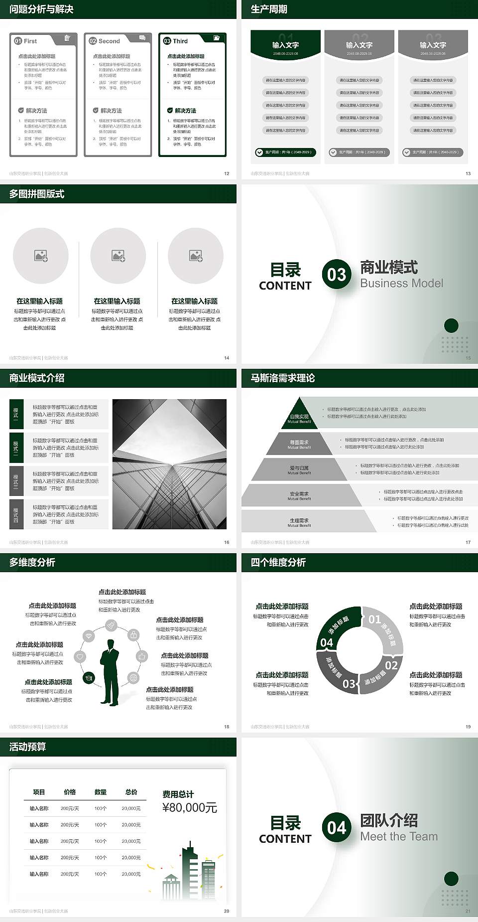 山东交通职业学院全国大学生创新创业大赛计划书PPT模板4:3格式幻灯片预览图3