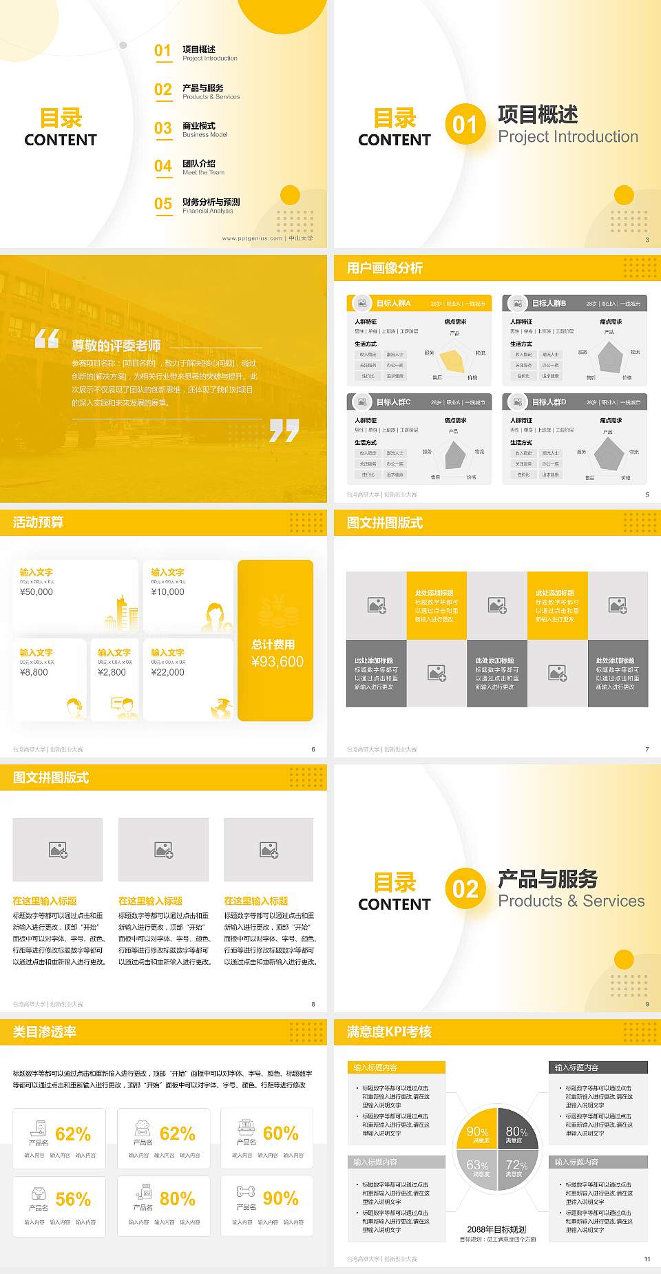 台湾高雄大学全国大学生创新创业大赛计划书PPT模板4:3格式幻灯片预览图2