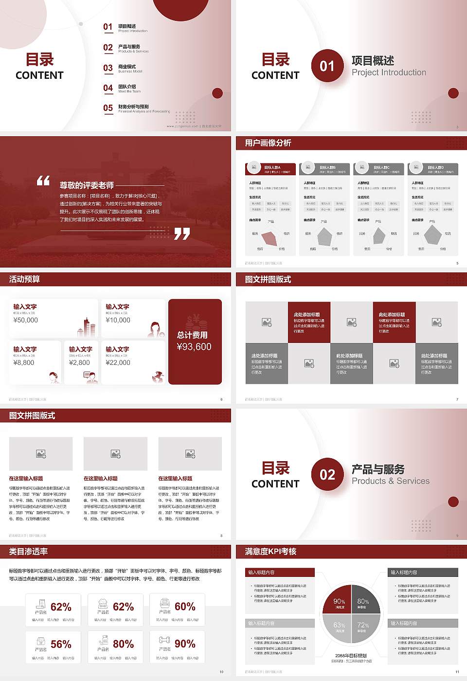西北政法大学全国大学生创新创业大赛计划书PPT模板16:9格式幻灯片预览图2