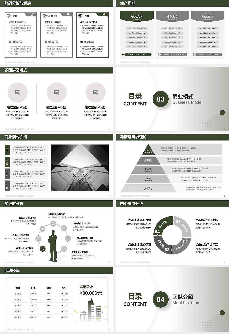 中国人民武装警察部队警官学院全国大学生创新创业大赛计划书PPT模板16:9格式幻灯片预览图3