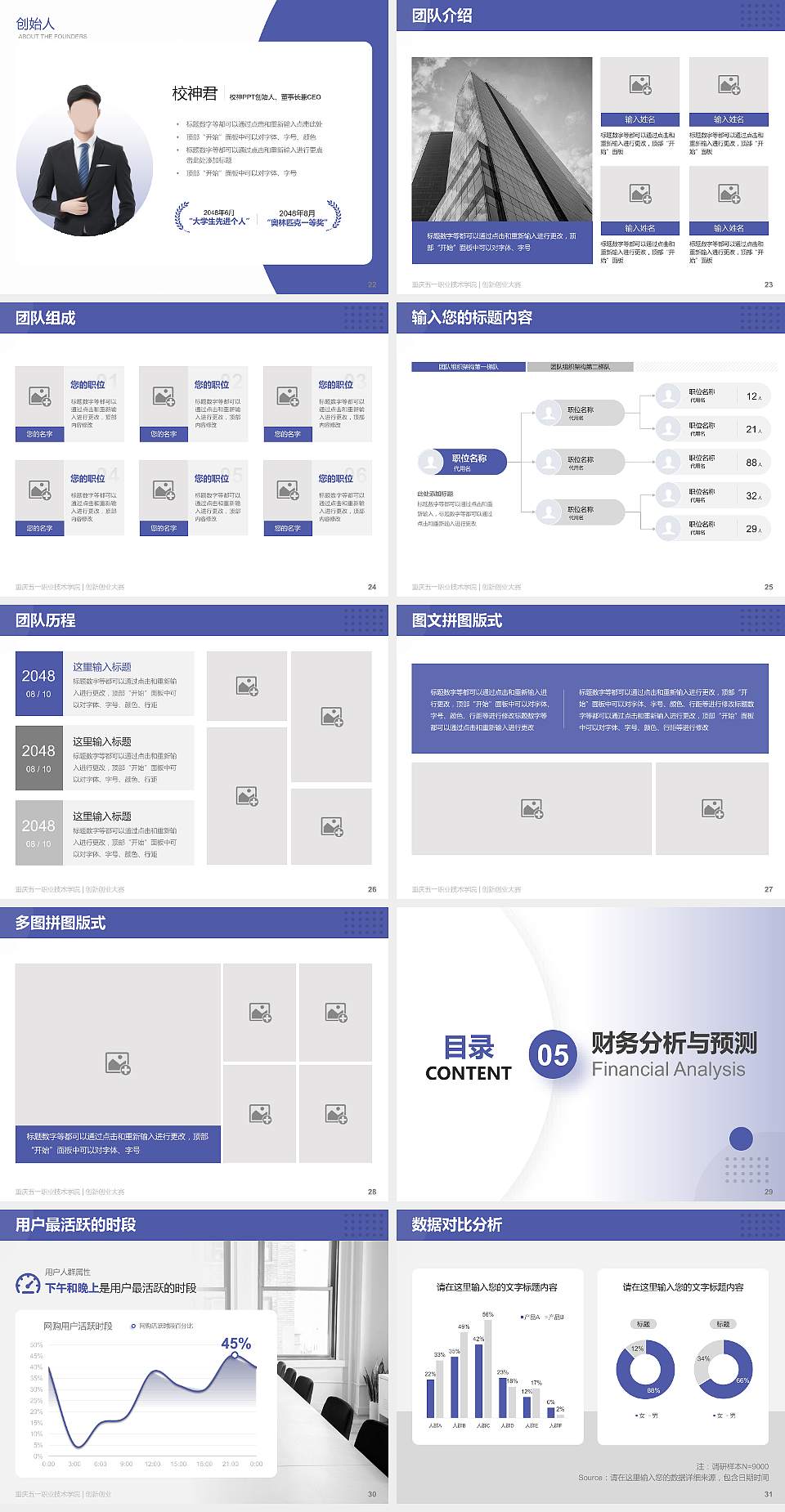 重庆五一职业技术学院全国大学生创新创业大赛计划书PPT模板4:3格式幻灯片预览图4