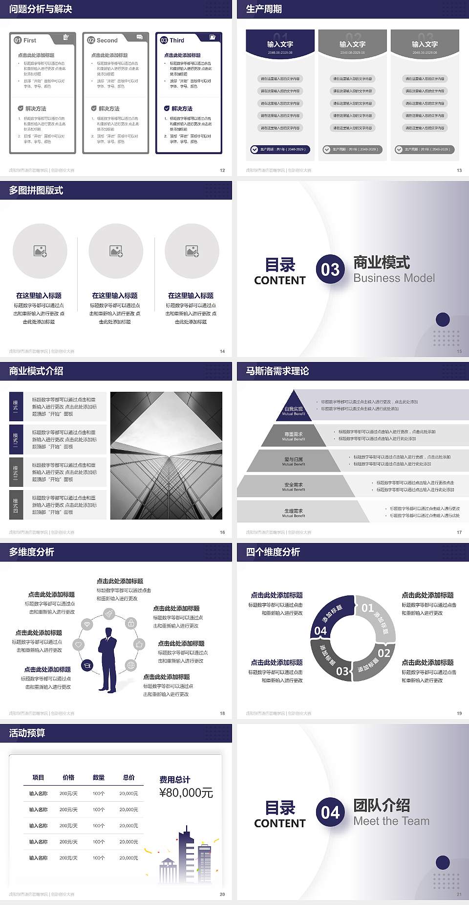 成都银杏酒店管理学院全国大学生创新创业大赛计划书PPT模板4:3格式幻灯片预览图3