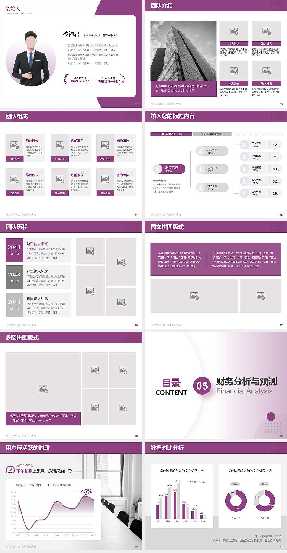 昆明文理学院全国大学生创新创业大赛计划书PPT模板4:3格式幻灯片预览图4