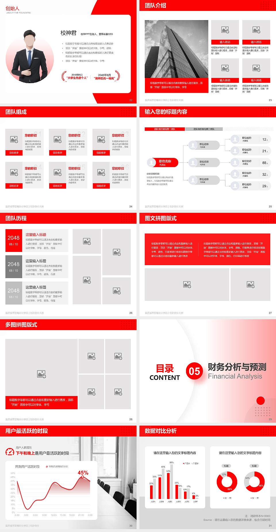 重庆城市管理职业学院全国大学生创新创业大赛计划书PPT模板4:3格式幻灯片预览图4