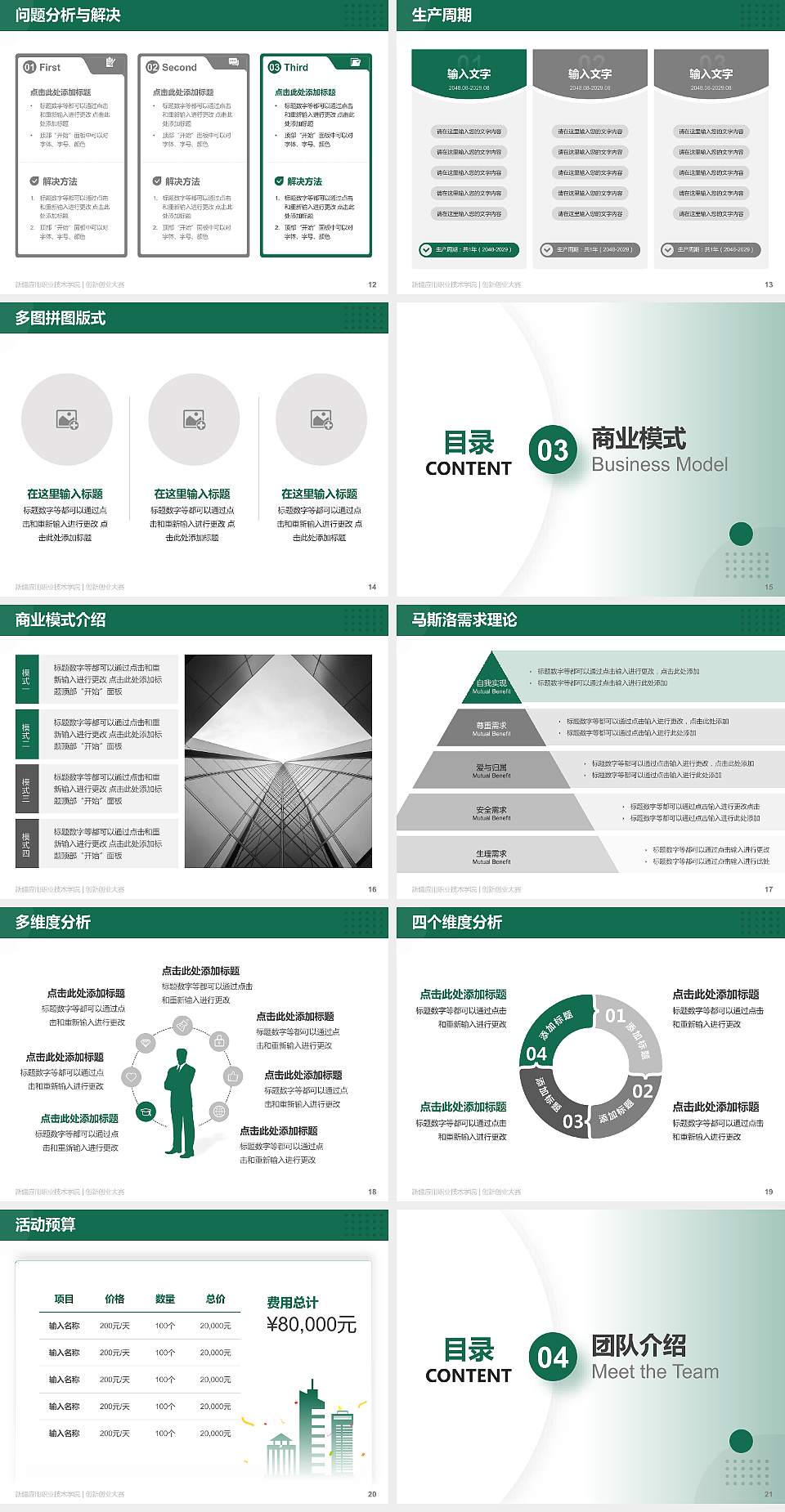 新疆应用职业技术学院全国大学生创新创业大赛计划书PPT模板4:3格式幻灯片预览图3