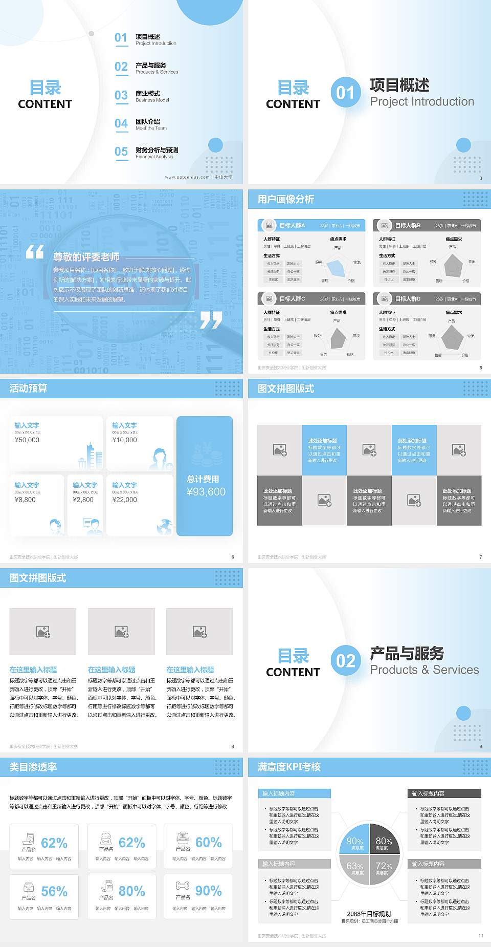 重庆安全技术职业学院全国大学生创新创业大赛计划书PPT模板4:3格式幻灯片预览图2