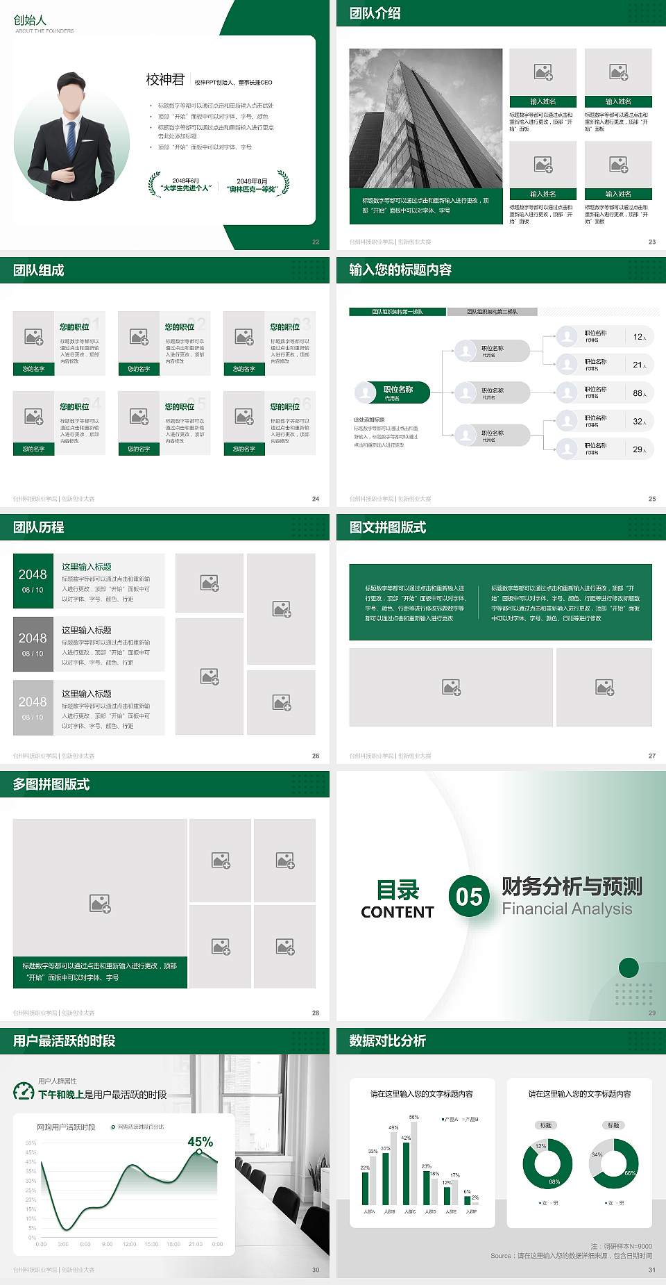 台州科技职业学院全国大学生创新创业大赛计划书PPT模板4:3格式幻灯片预览图4