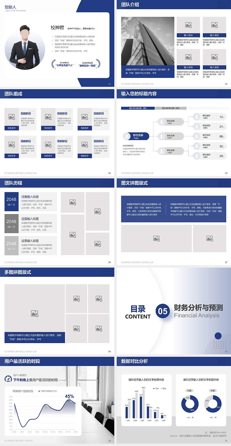 四川机电职业技术学院全国大学生创新创业大赛计划书PPT模板4:3格式幻灯片预览图4