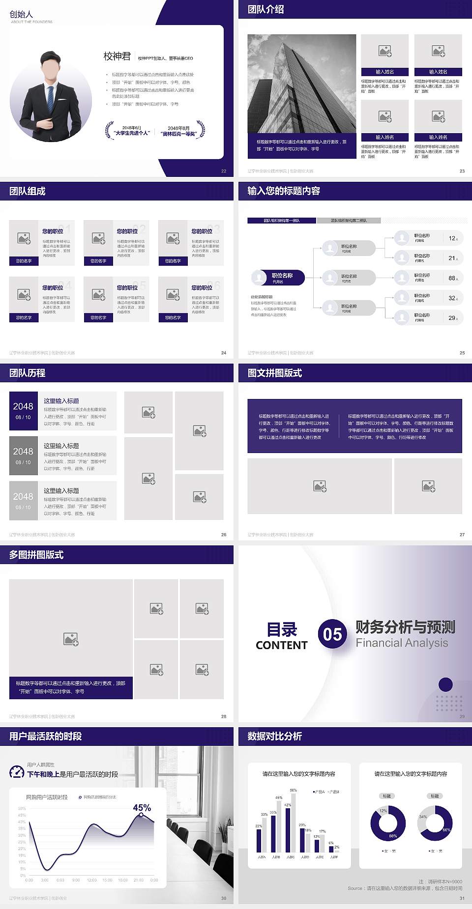 辽宁林业职业技术学院全国大学生创新创业大赛计划书PPT模板4:3格式幻灯片预览图4