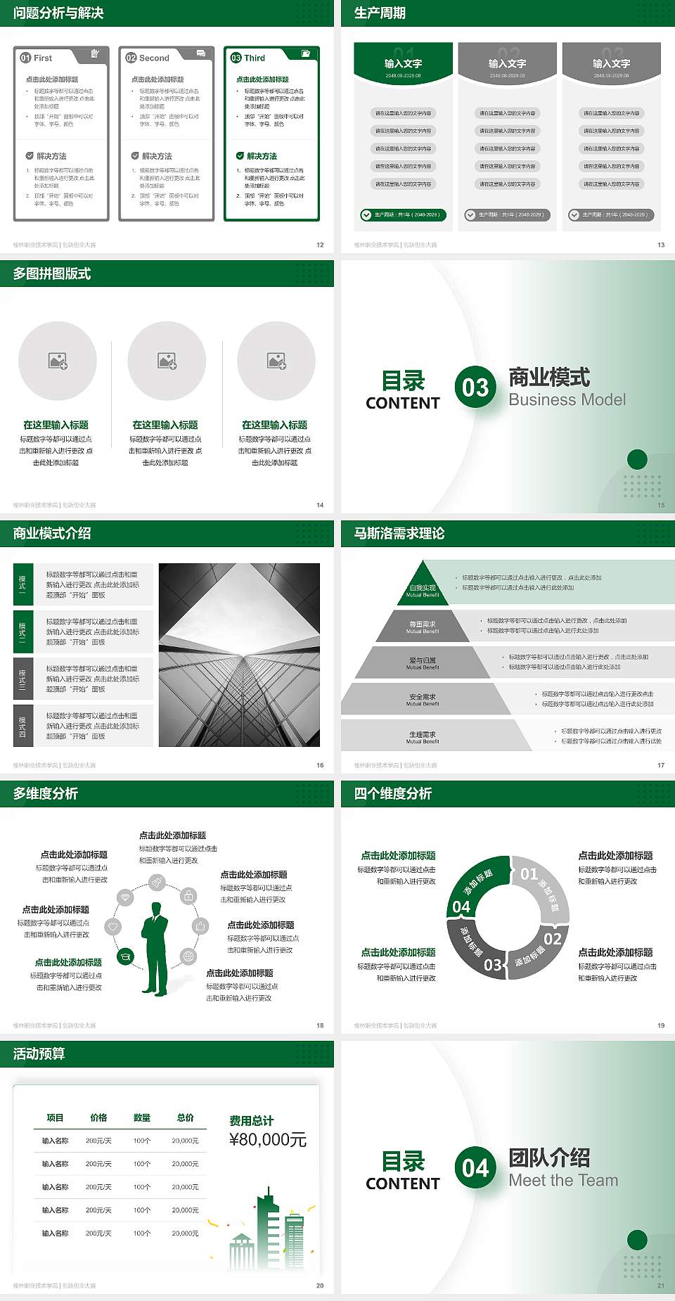 榆林职业技术学院全国大学生创新创业大赛计划书PPT模板4:3格式幻灯片预览图3