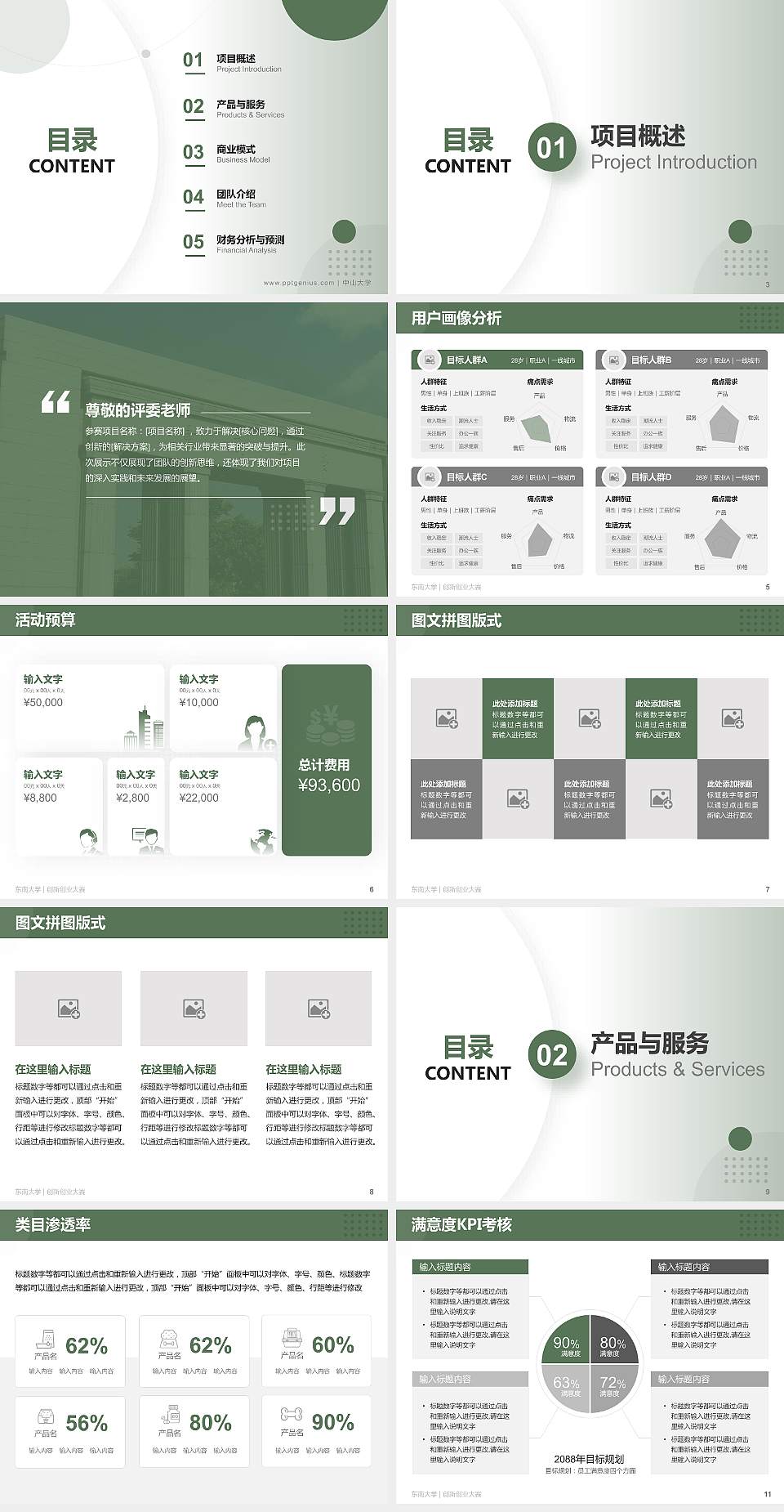 东南大学全国大学生创新创业大赛计划书PPT模板4:3格式幻灯片预览图2