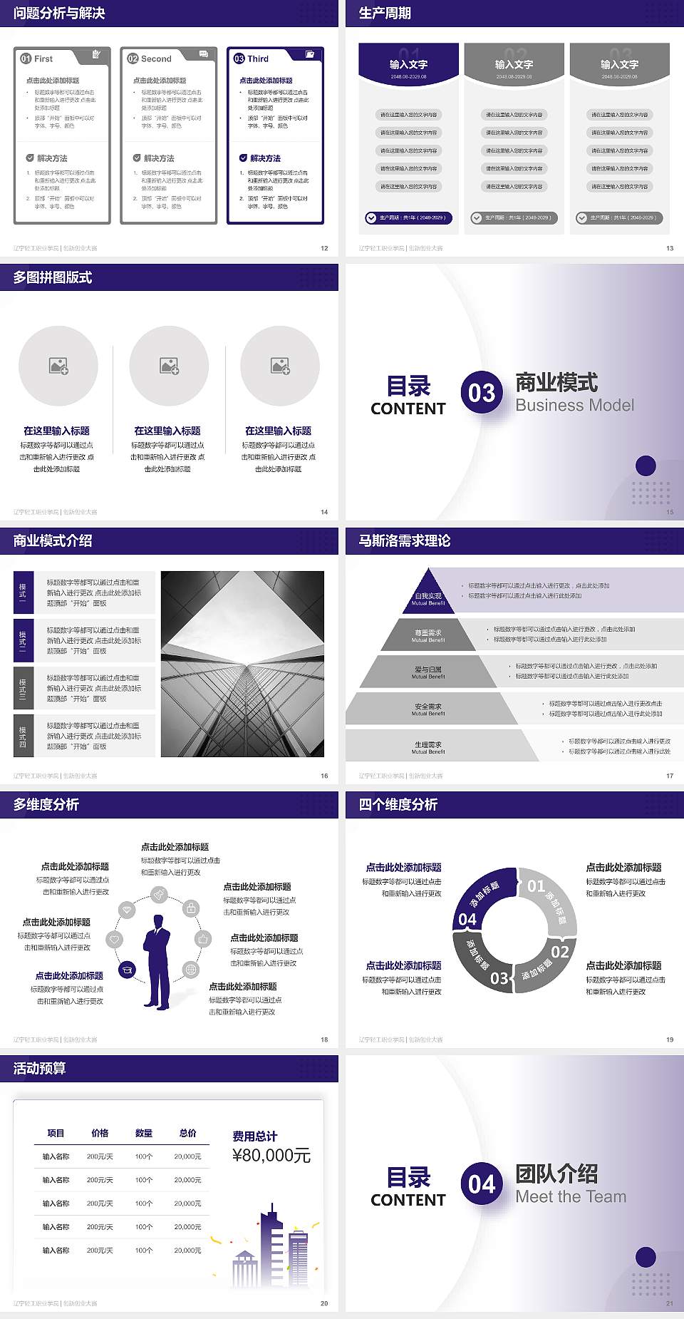 辽宁轻工职业学院全国大学生创新创业大赛计划书PPT模板4:3格式幻灯片预览图3