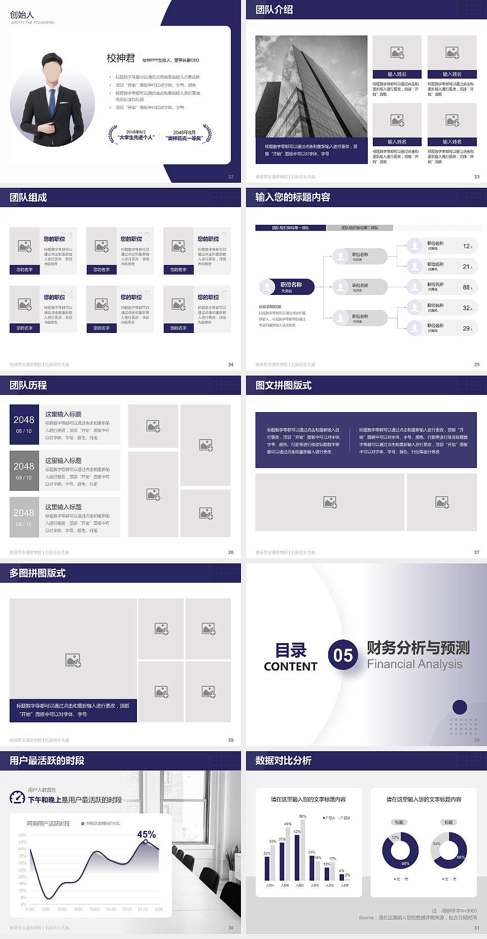 香港专业进修学校全国大学生创新创业大赛计划书PPT模板4:3格式幻灯片预览图4