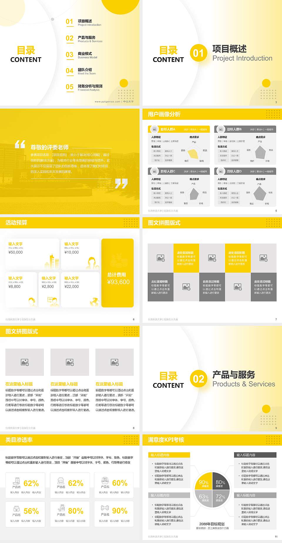 台湾长庚大学全国大学生创新创业大赛计划书PPT模板4:3格式幻灯片预览图2