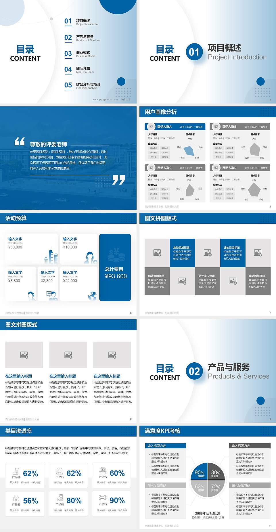自贡职业技术学院全国大学生创新创业大赛计划书PPT模板4:3格式幻灯片预览图2
