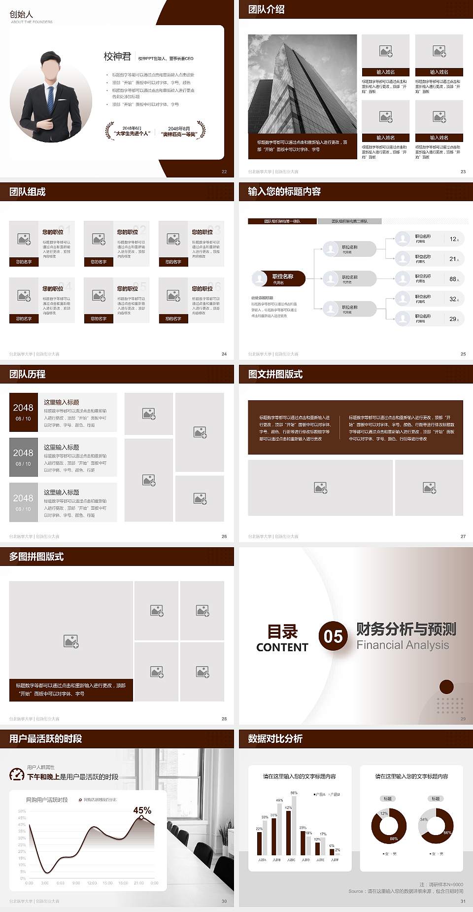 台北医学大学全国大学生创新创业大赛计划书PPT模板4:3格式幻灯片预览图4