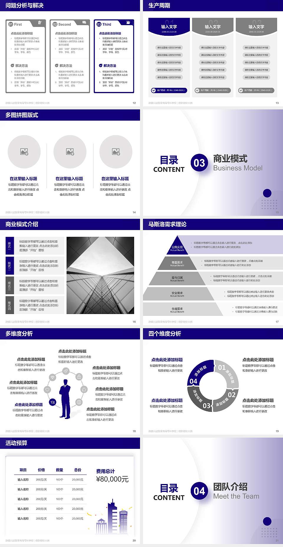 新疆兵团警官高等专科学校全国大学生创新创业大赛计划书PPT模板4:3格式幻灯片预览图3