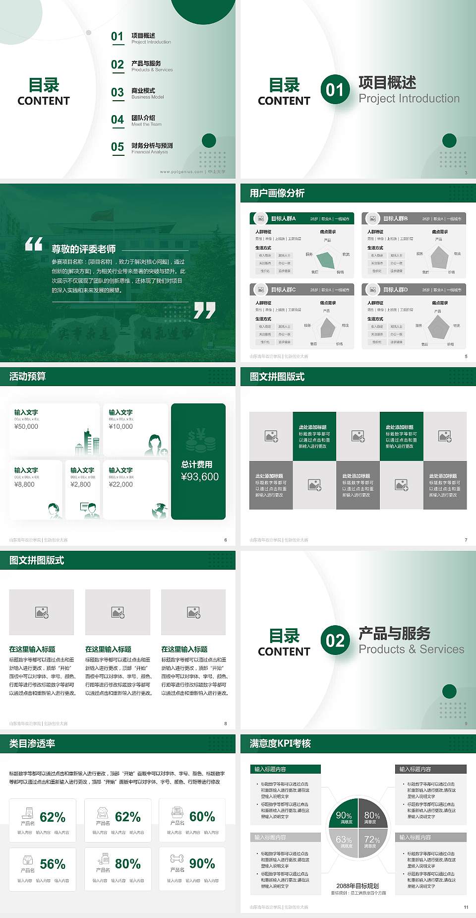山东青年政治学院全国大学生创新创业大赛计划书PPT模板4:3格式幻灯片预览图2