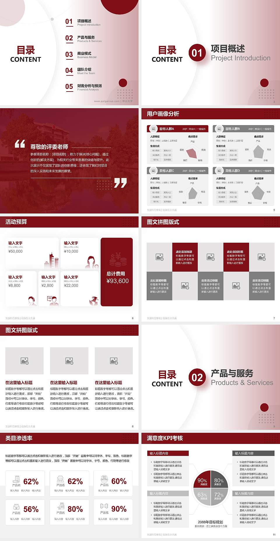 玉溪师范学院全国大学生创新创业大赛计划书PPT模板4:3格式幻灯片预览图2