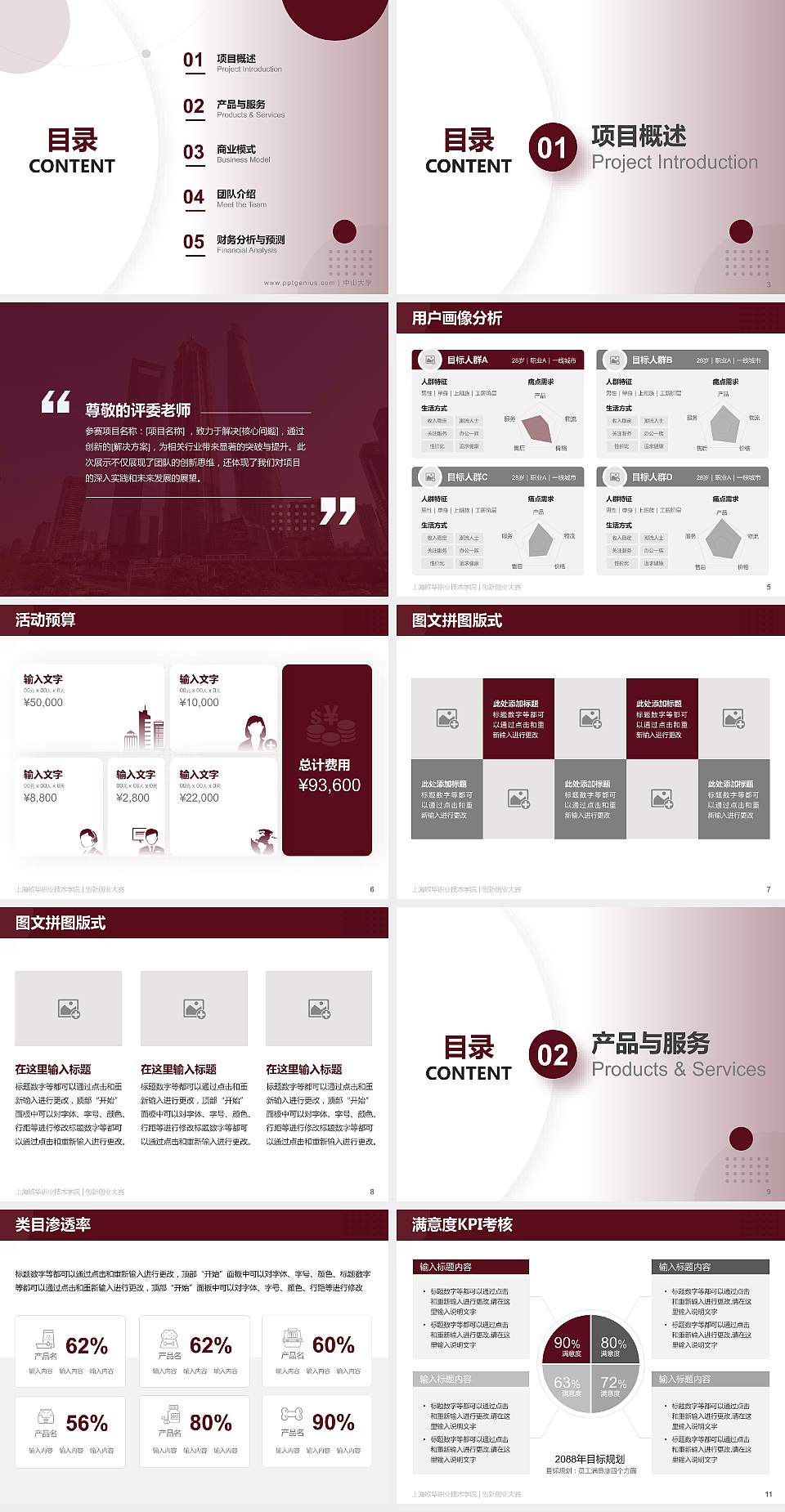 上海欧华职业技术学院全国大学生创新创业大赛计划书PPT模板4:3格式幻灯片预览图2