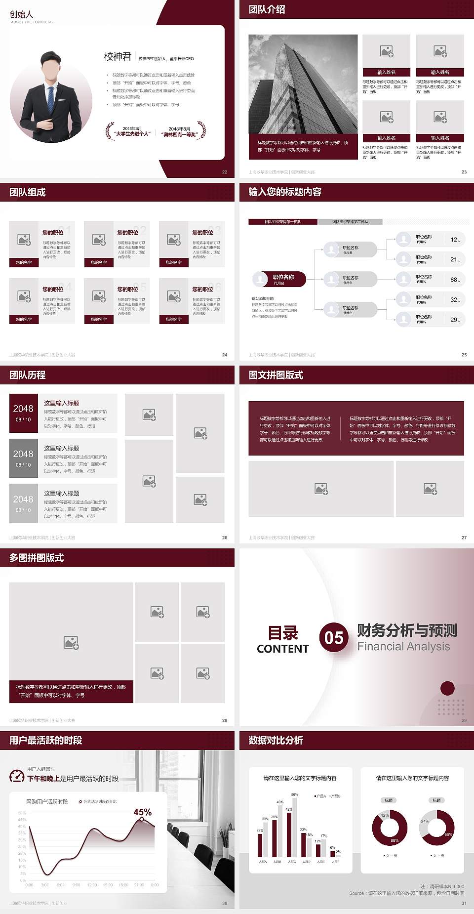 上海欧华职业技术学院全国大学生创新创业大赛计划书PPT模板4:3格式幻灯片预览图4