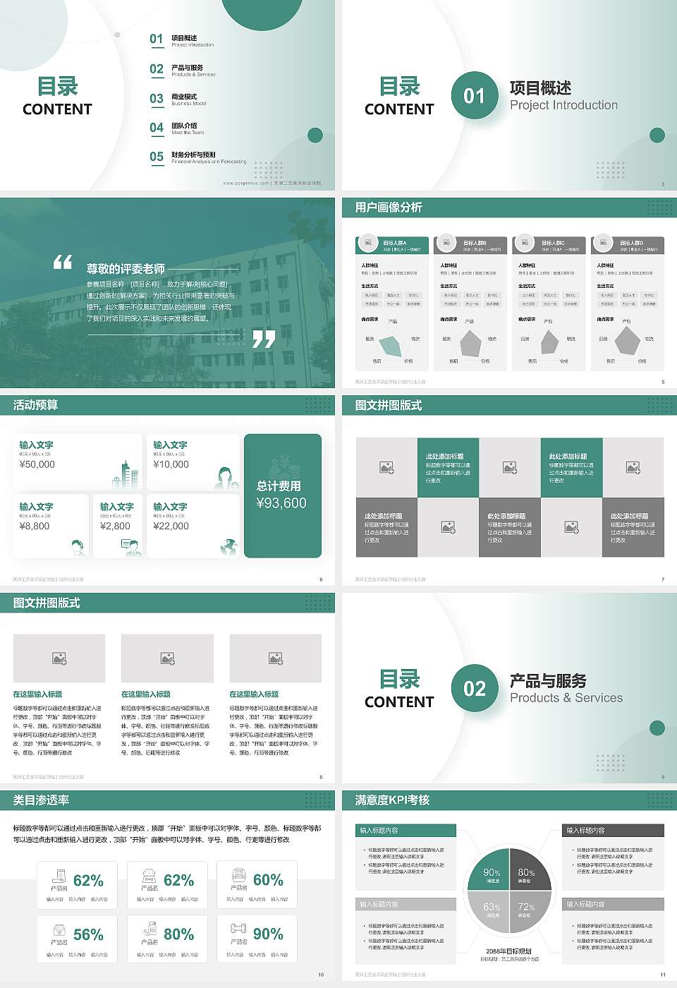 天津工艺美术职业学院全国大学生创新创业大赛计划书PPT模板16:9格式幻灯片预览图2