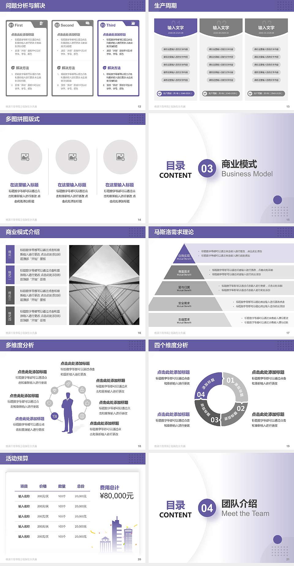 香港三育书院全国大学生创新创业大赛计划书PPT模板4:3格式幻灯片预览图3