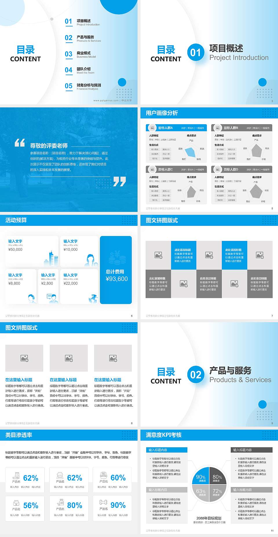 辽宁水利职业学院全国大学生创新创业大赛计划书PPT模板4:3格式幻灯片预览图2