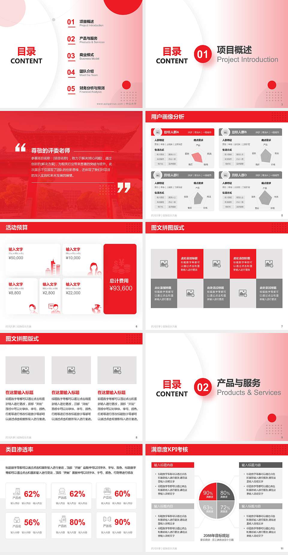 四川大学全国大学生创新创业大赛计划书PPT模板4:3格式幻灯片预览图2