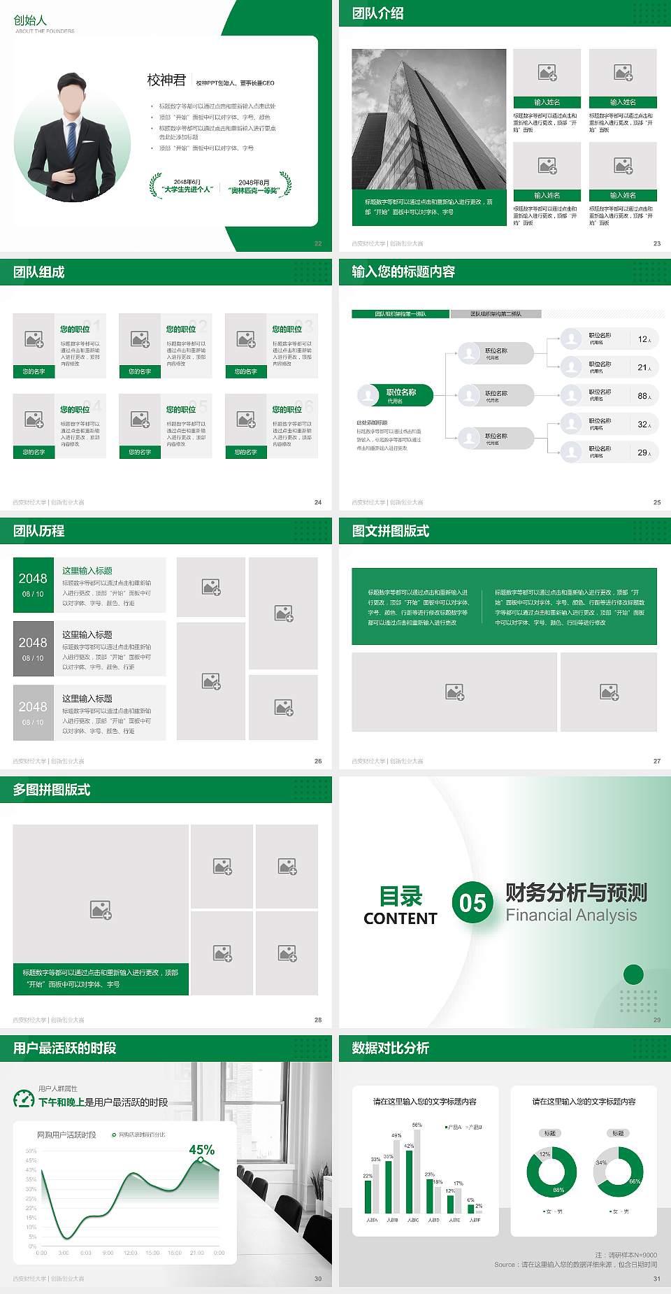 西安财经大学全国大学生创新创业大赛计划书PPT模板4:3格式幻灯片预览图4
