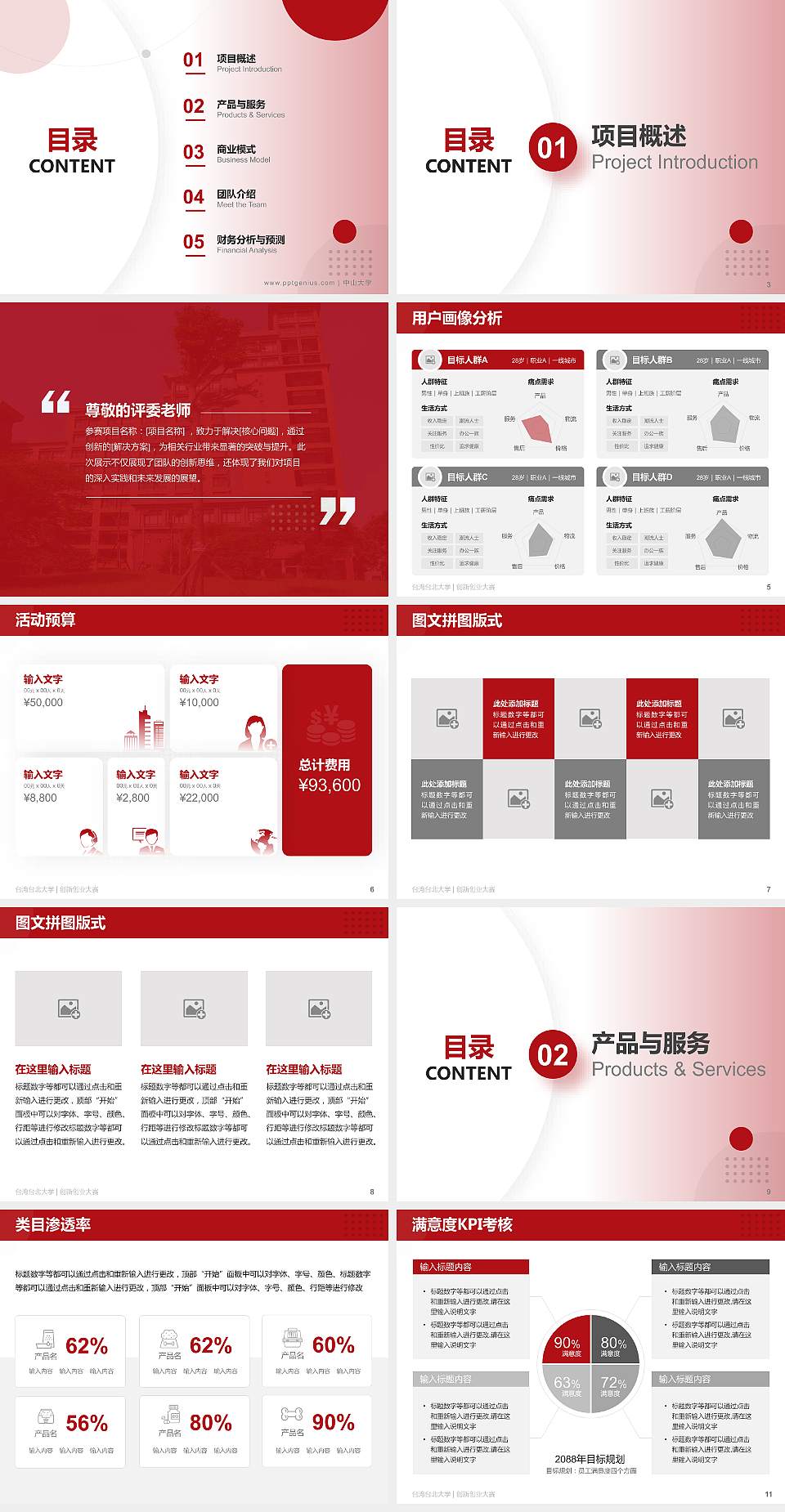 台湾台北大学全国大学生创新创业大赛计划书PPT模板4:3格式幻灯片预览图2