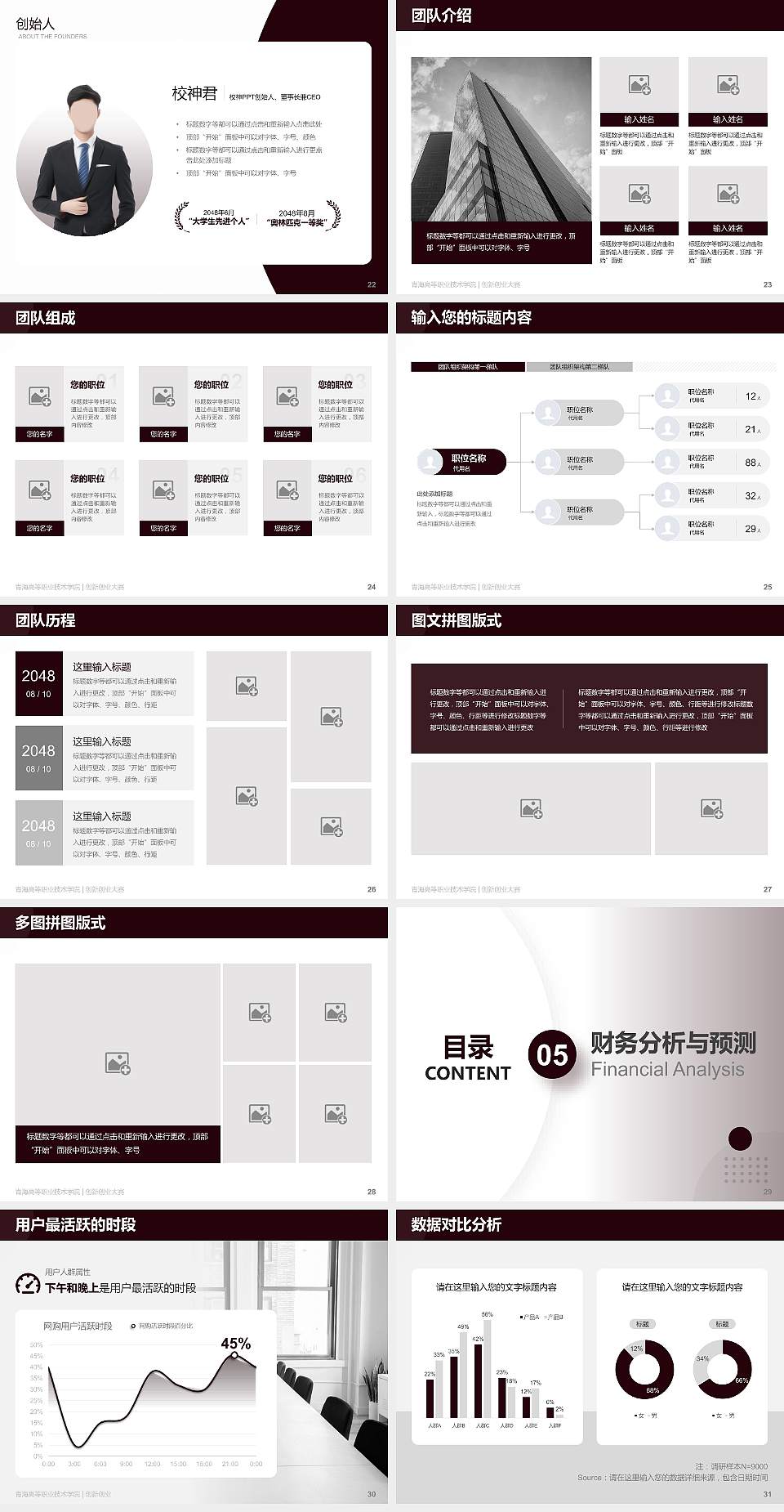 青海高等职业技术学院全国大学生创新创业大赛计划书PPT模板4:3格式幻灯片预览图4