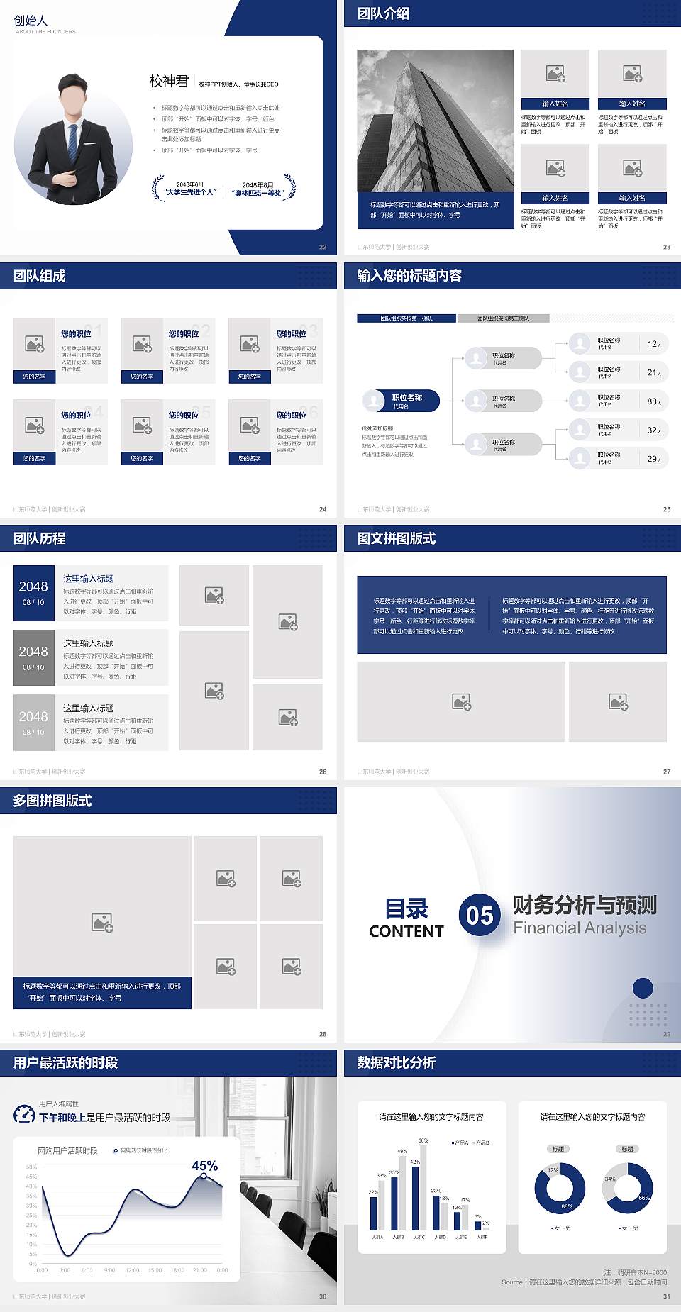 山东师范大学全国大学生创新创业大赛计划书PPT模板4:3格式幻灯片预览图4