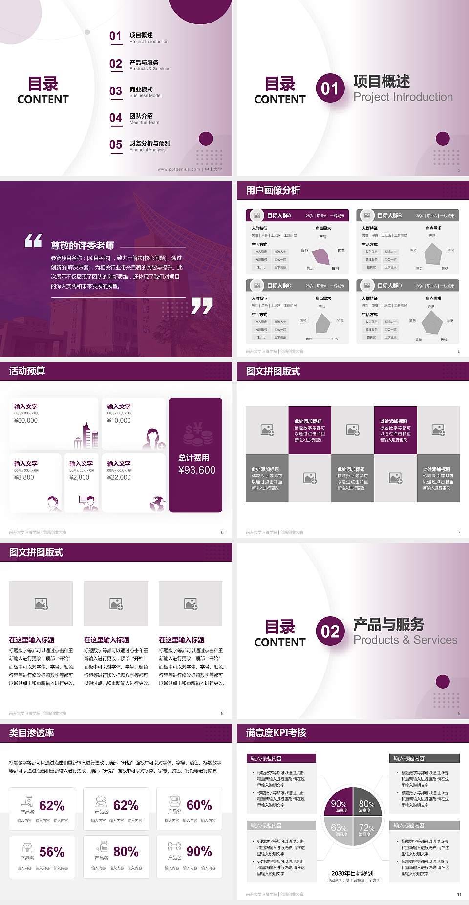 南开大学滨海学院全国大学生创新创业大赛计划书PPT模板4:3格式幻灯片预览图2