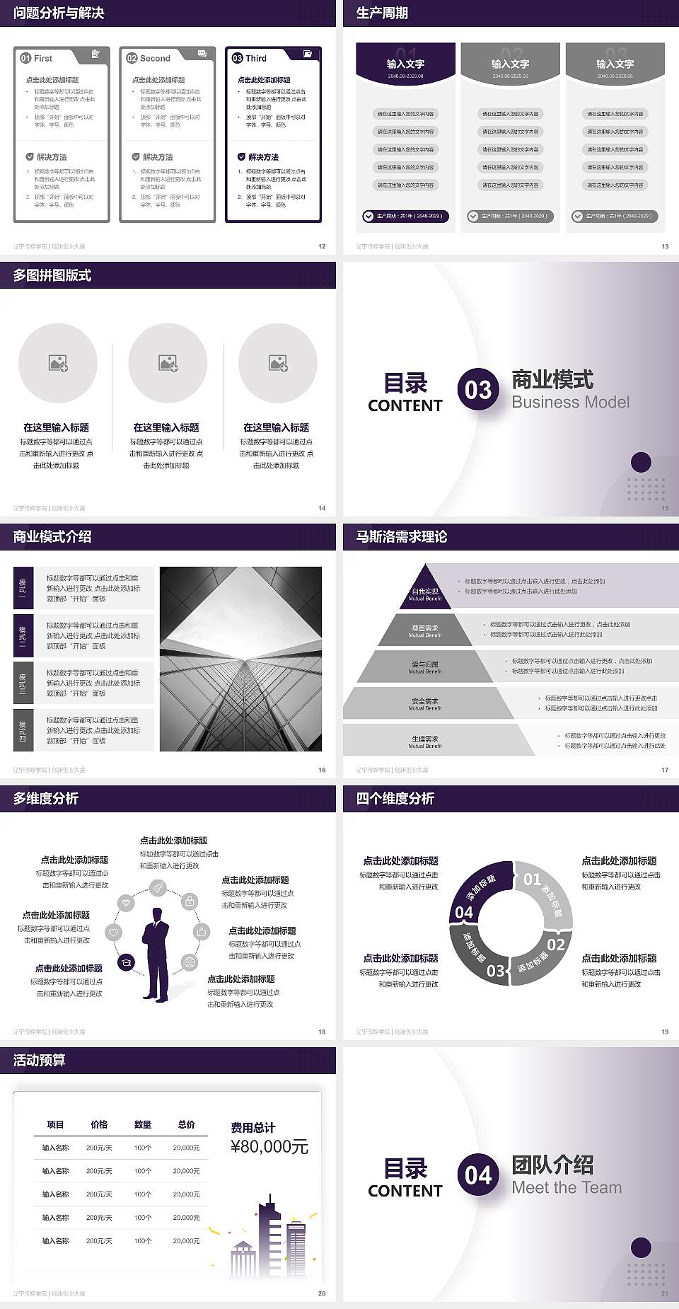 辽宁传媒学院全国大学生创新创业大赛计划书PPT模板4:3格式幻灯片预览图3
