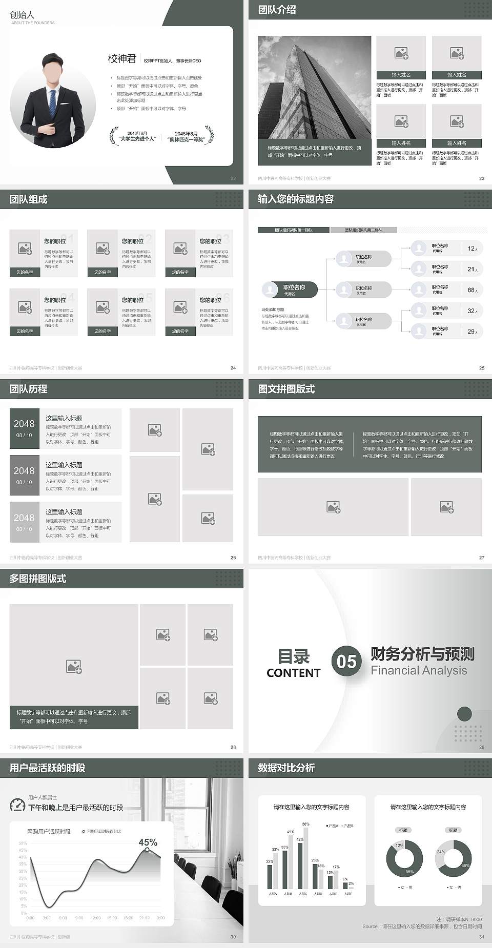 四川中医药高等专科学校全国大学生创新创业大赛计划书PPT模板4:3格式幻灯片预览图4