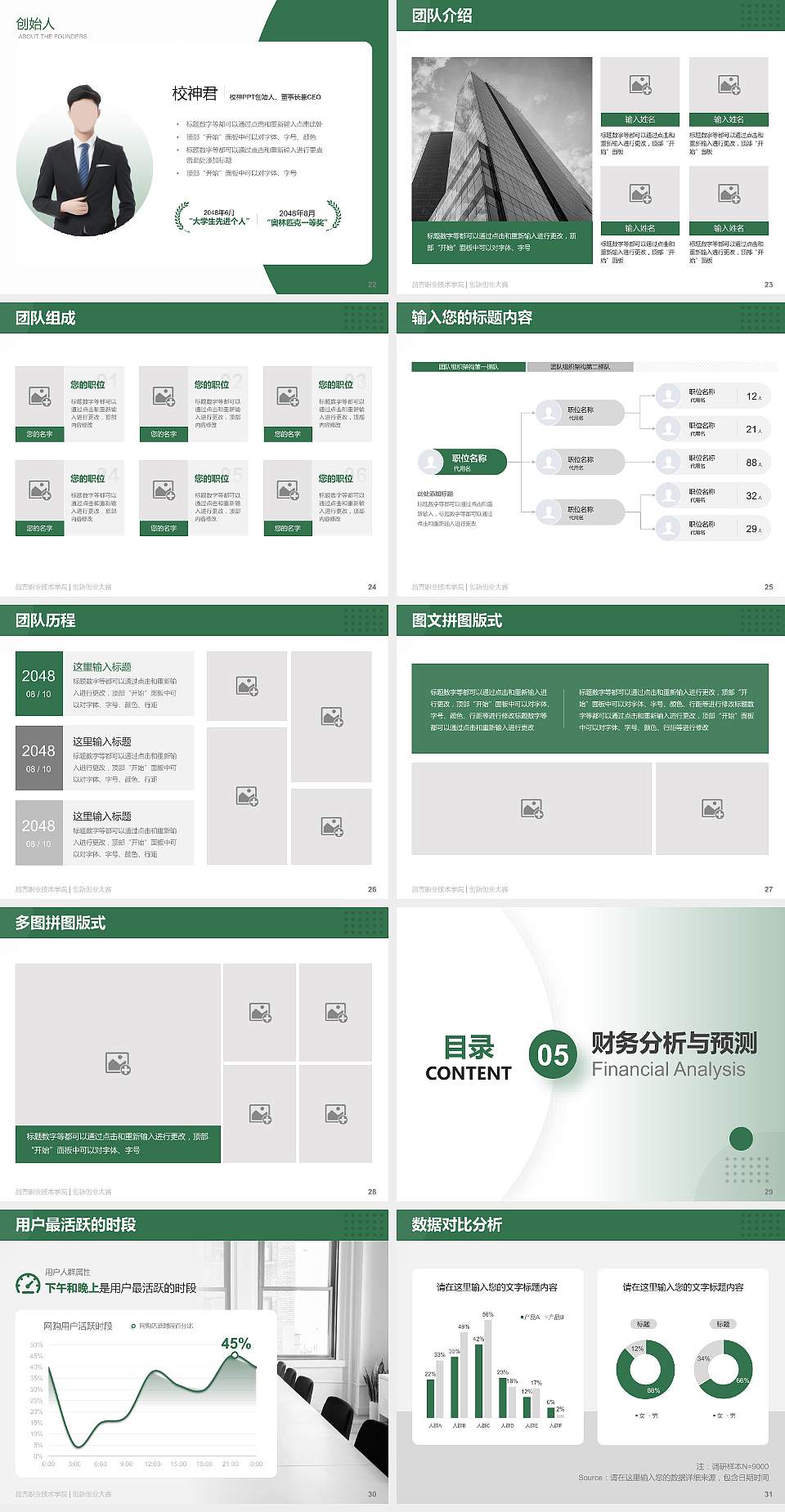 昌吉职业技术学院全国大学生创新创业大赛计划书PPT模板4:3格式幻灯片预览图4