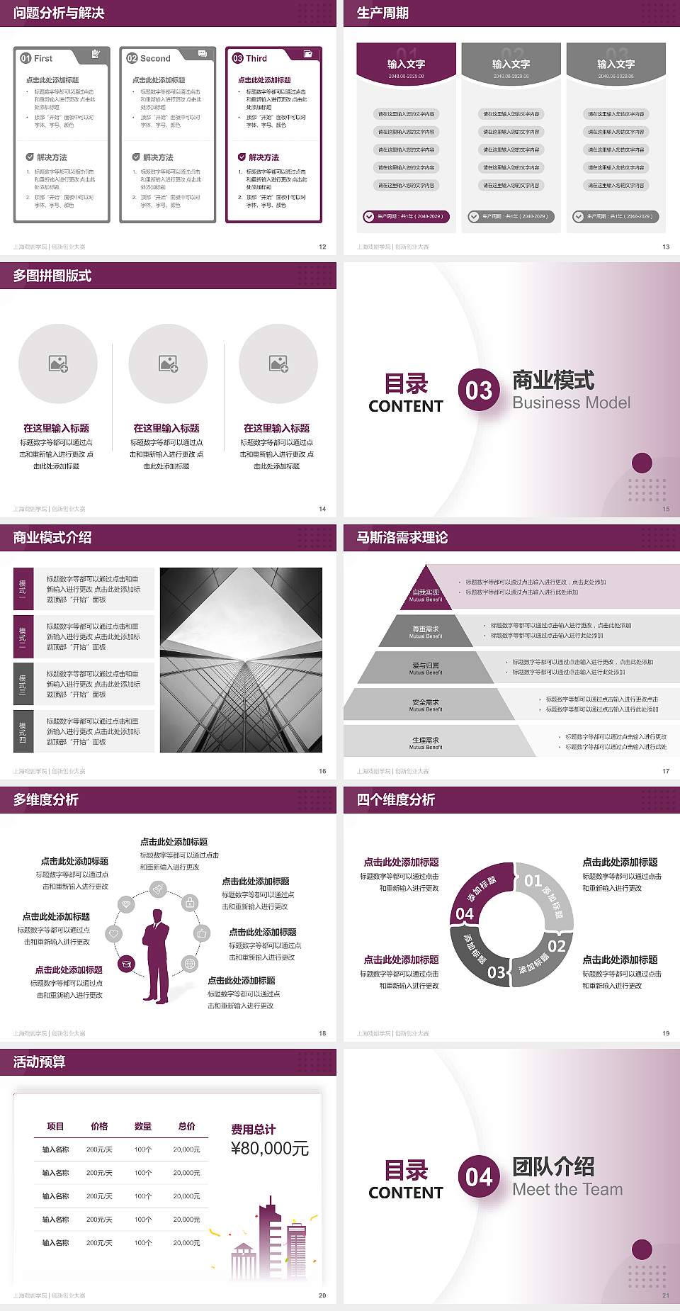 上海戏剧学院全国大学生创新创业大赛计划书PPT模板4:3格式幻灯片预览图3