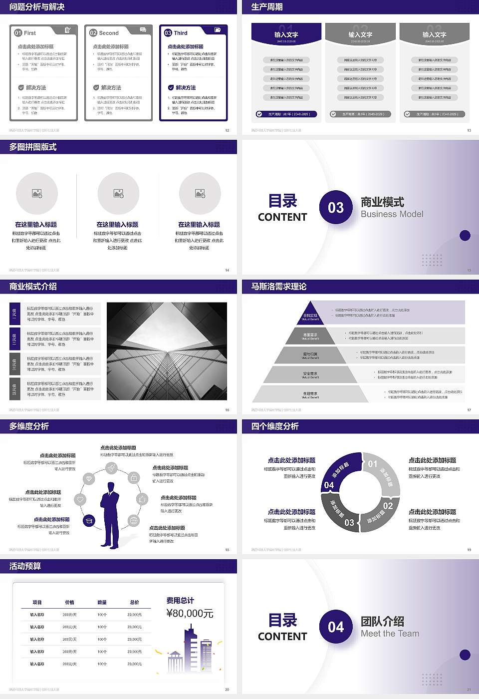 陕西科技大学镐京学院全国大学生创新创业大赛计划书PPT模板16:9格式幻灯片预览图3