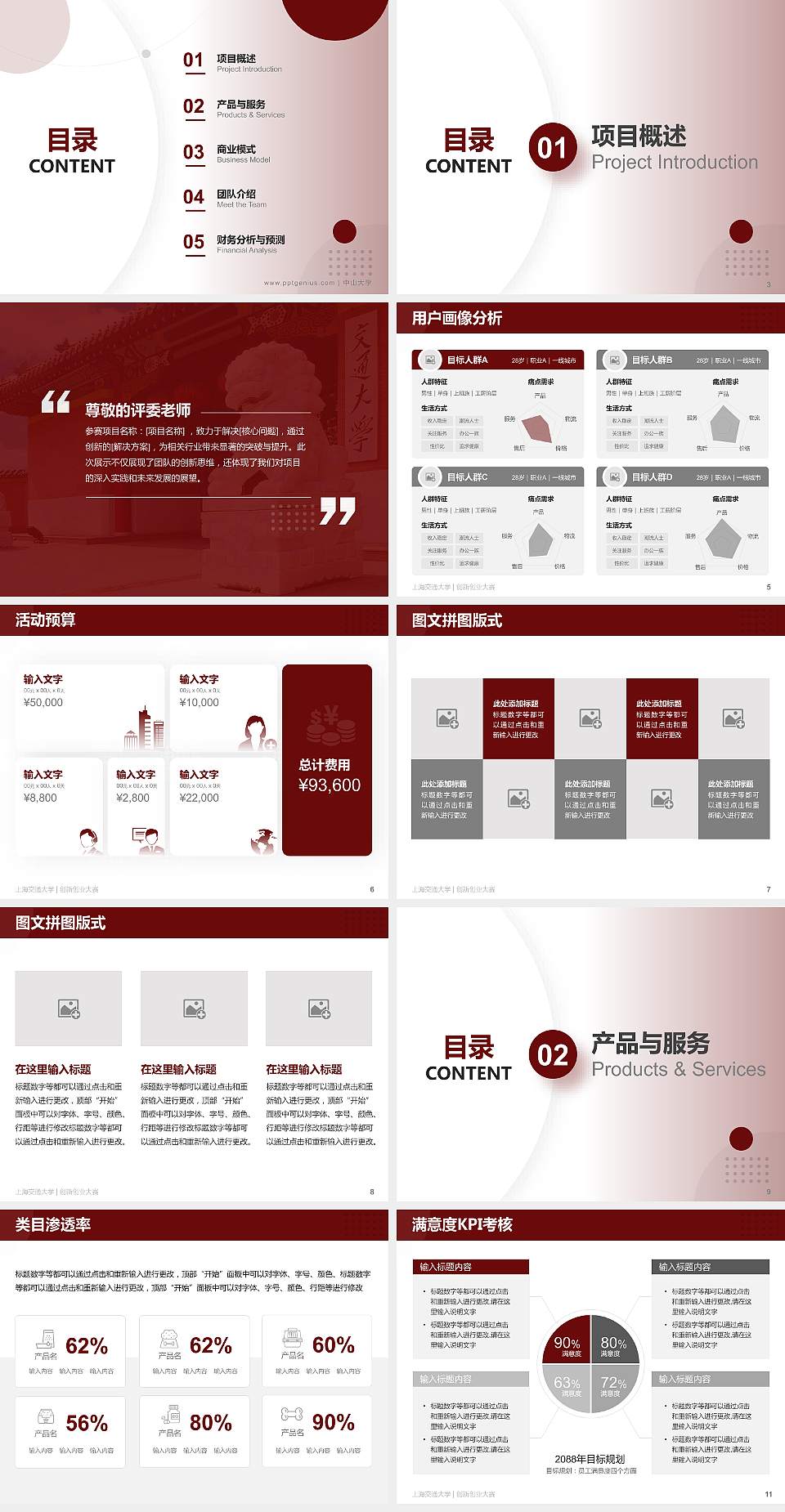 上海交通大学全国大学生创新创业大赛计划书PPT模板4:3格式幻灯片预览图2