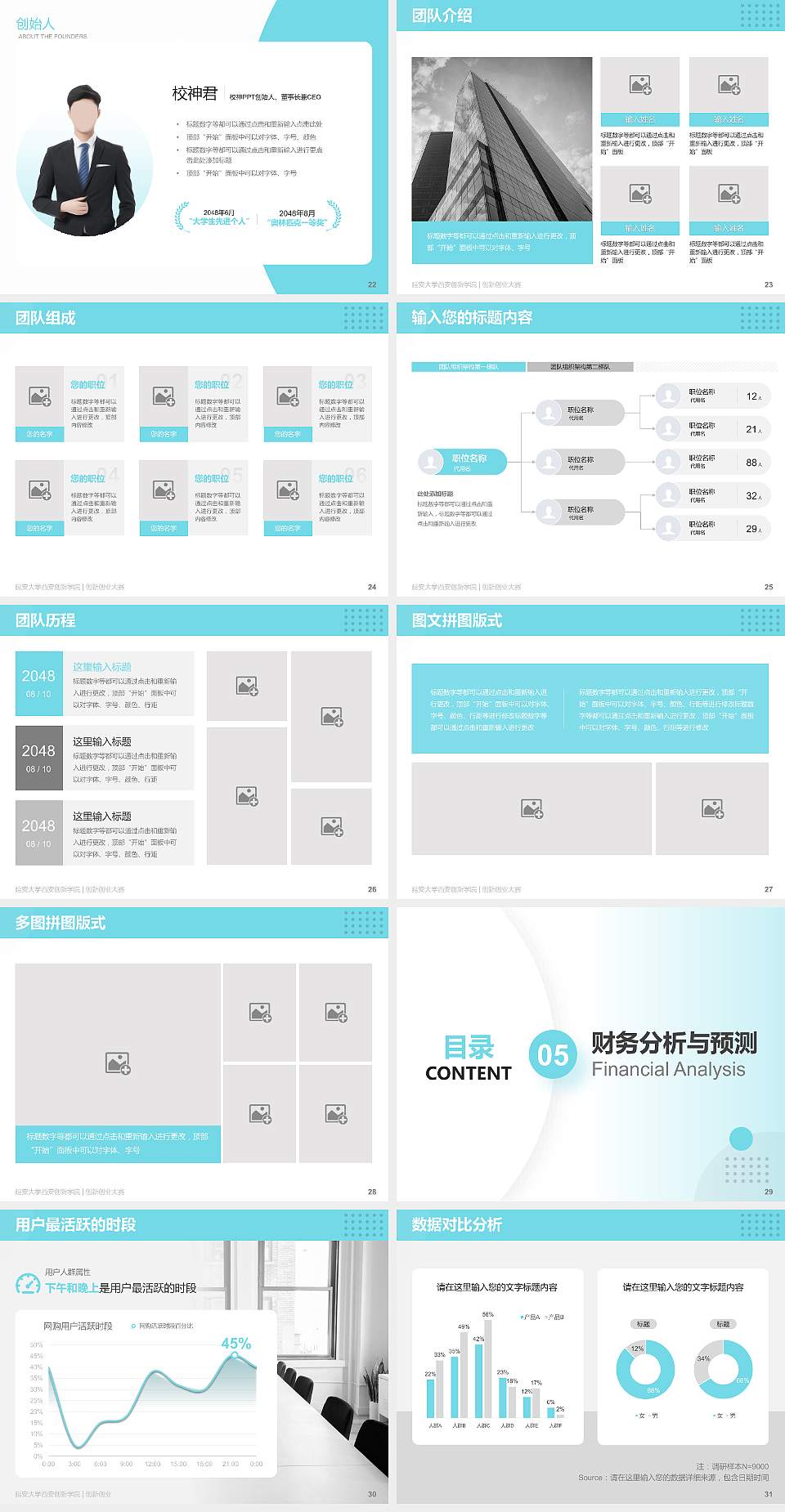 延安大学西安创新学院全国大学生创新创业大赛计划书PPT模板4:3格式幻灯片预览图4