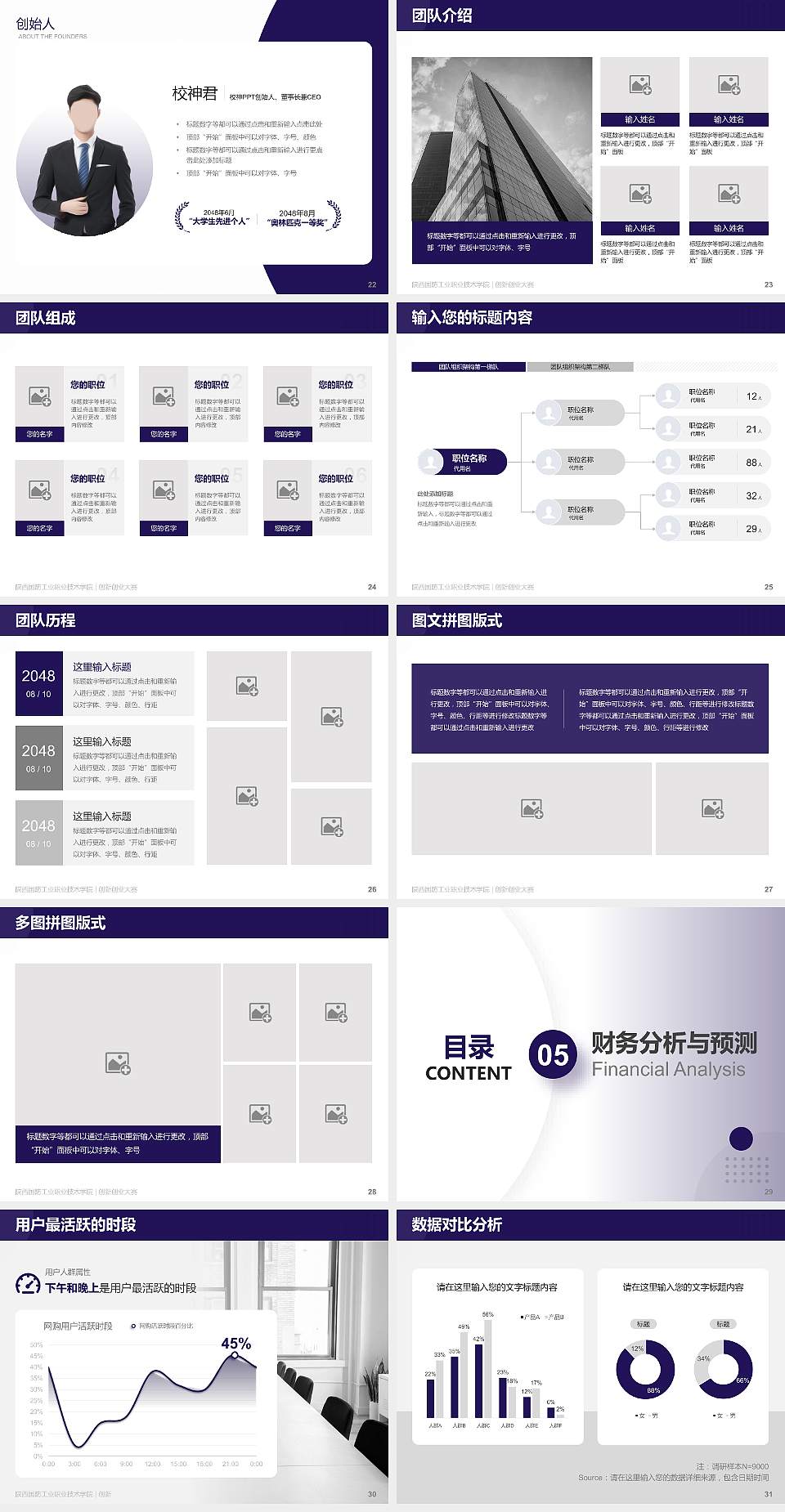 陕西国防工业职业技术学院全国大学生创新创业大赛计划书PPT模板4:3格式幻灯片预览图4