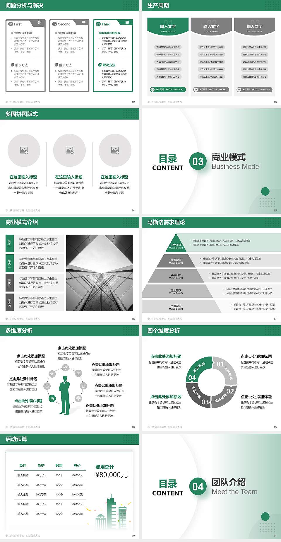 泰山护理职业学院全国大学生创新创业大赛计划书PPT模板4:3格式幻灯片预览图3