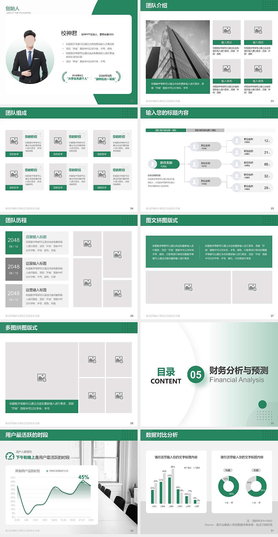 泰山护理职业学院全国大学生创新创业大赛计划书PPT模板4:3格式幻灯片预览图4