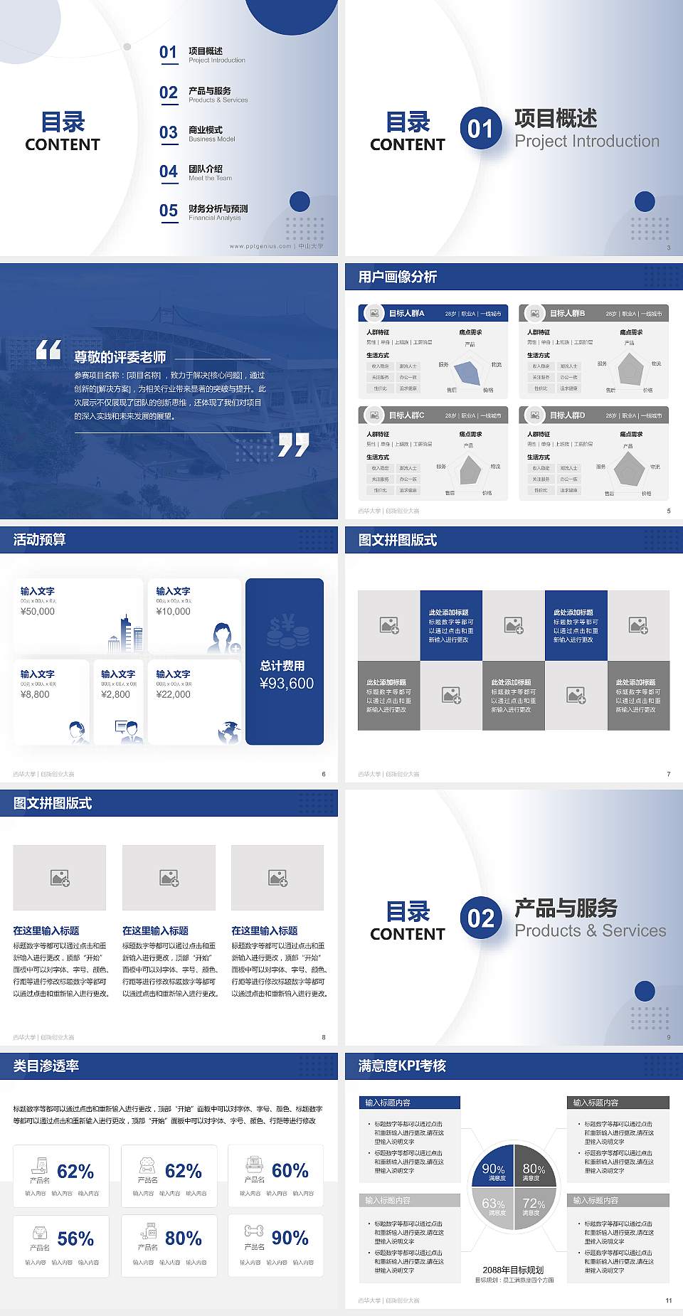 西华大学全国大学生创新创业大赛计划书PPT模板4:3格式幻灯片预览图2