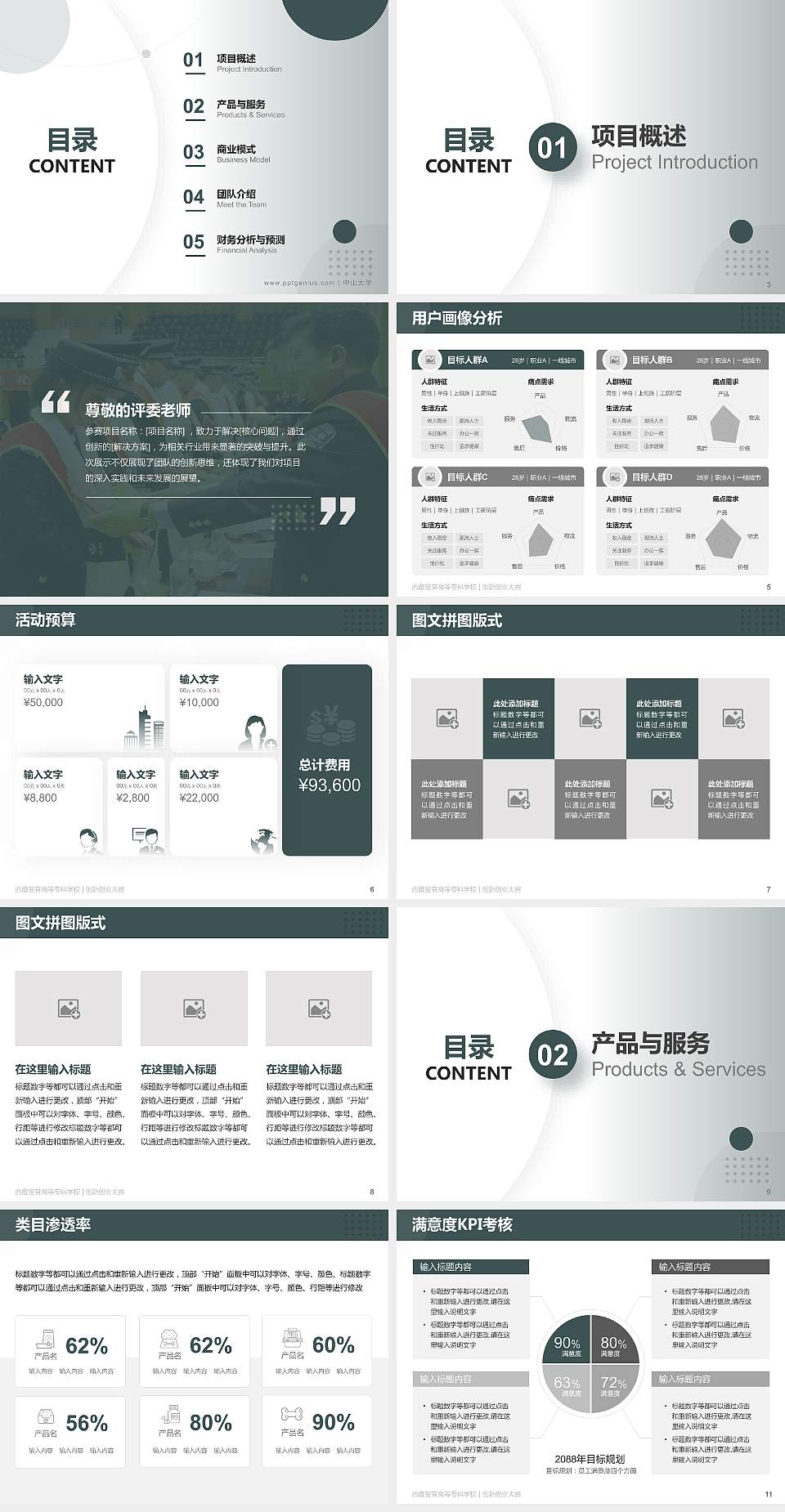 西藏警官高等专科学校全国大学生创新创业大赛计划书PPT模板4:3格式幻灯片预览图2