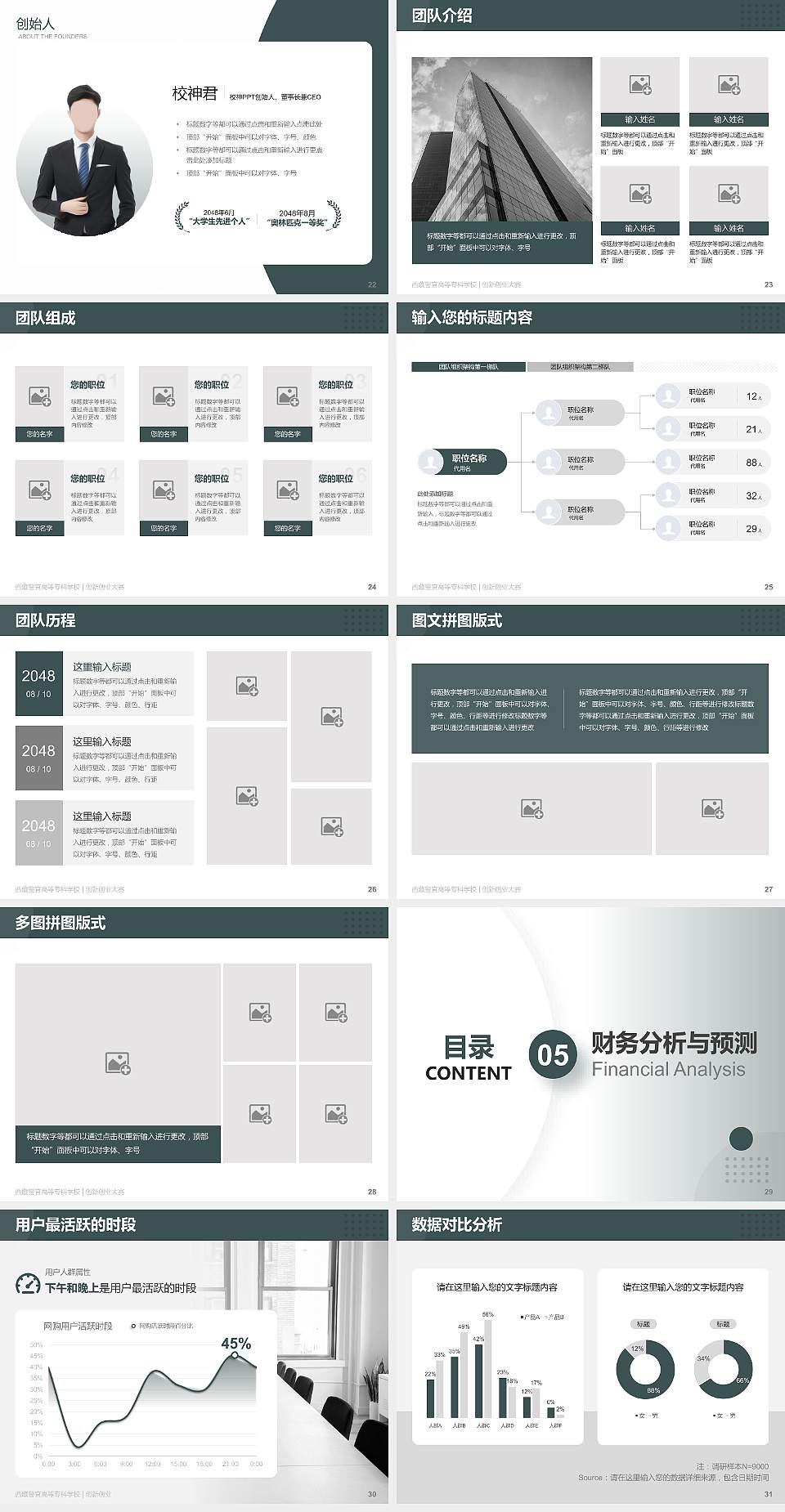 西藏警官高等专科学校全国大学生创新创业大赛计划书PPT模板4:3格式幻灯片预览图4
